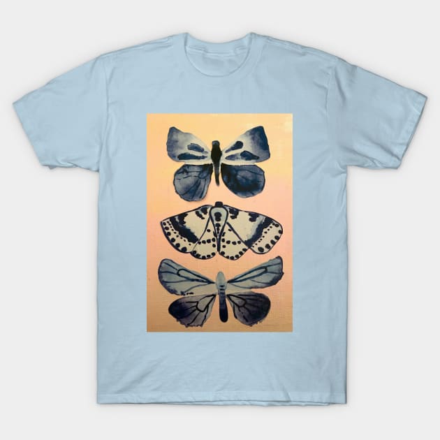 Blue Butterfly Design T-Shirt by courtneylgraben